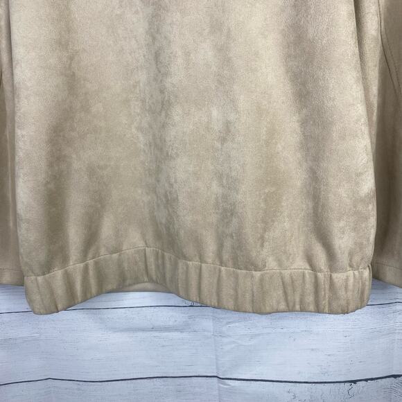 Andrew Marc New York Faux Suede Braid Lacing Jacket Lagenlook Beige size Large - Picture 8 of 11